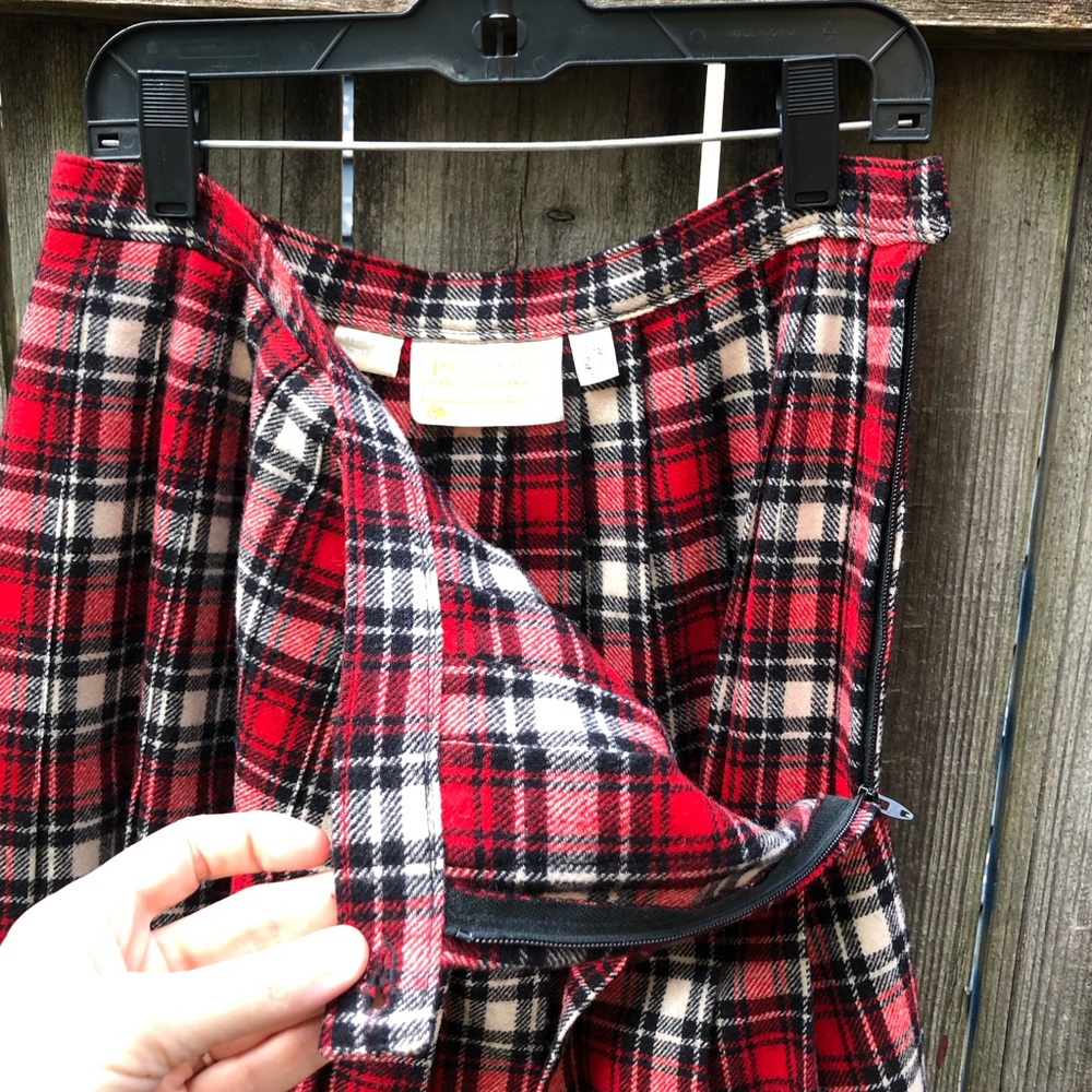 Pendleton Vintage 1950s Turnabout Skirt Virgin Wool Red Plaid Pleated Size S - Picture 11 of 15